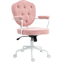 Dopwii Schöner Bürostuhl mit geknöpftem, weichem Bezug, höhenverstellbar, Rosa