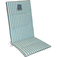 DiscountDeal24 LILENO HOME Gartenstuhl Auflagen als [1er Set - Hochlehner] in Streifen Blau + Keder Grau - bequeme Liegen als Sitzauflagen für Gartenmöbel - Stuhlkissen für Gartenstühle und Klappstühle MAD