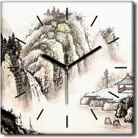 Coloray Uhr auf Leinwand 30x30 cm Wand Uhr Dekoration Wohnzimmer Segeltuch schwarze Hände -China Landschafts-Aquarelle.