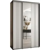MEBLE KRYSPOL Davos 7 Schrank, drei Türen - 235,2x160x45 cm - Schwarz Weiß Silber