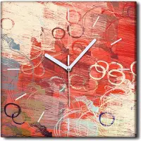 Coloray Uhr auf Leinwand 30x30 cm Wand Uhr Dekoration Wohnzimmer Segeltuch weiße Zeiger -Kunst-Abstraktionskreis.