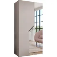 MEBLE KRYSPOL Schrank 100x202x52 cm mit Kleiderstange & Spiegel, 2xTür, ANDREW, Kaschmir, Griff Kaschmir