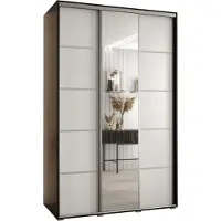 MEBLE KRYSPOL Davos 5 Schrank, drei Türen - 235,2x150x60 cm - Schwarz Weiß Silber