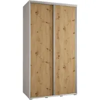 MEBLE KRYSPOL Cannes 1 Schrank mit 2 Schiebetüren - 205,2x140x60 cm - Weiß Artisan Silber