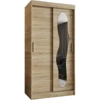 MEBLE KRYSPOL ULTRA 100 Schlafzimmerschrank mit zwei Schiebetüren – moderner Aufbewahrungsschrank mit Kleiderstange und Regalen – 100x200x62cm - Sonoma