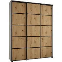 MEBLE KRYSPOL Cannes 4 Schrank mit 3 Schiebetüren - 205,2x190x60 cm - Weiß Artisan Schwarz