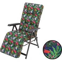 Bjird Liegenauflage Auflage für Gartenstuhl mit Fußstütze, Auflage für Gartenliege Liegestuhl mit mit Bindebänder und Gummi-Befestigungsbänder - 160 x 50 cm, Blumen und Blätter