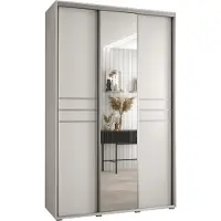 MEBLE KRYSPOL Davos 11 Schrank, drei Türen - 235,2x150x45 cm - Weiß Weiß Silber
