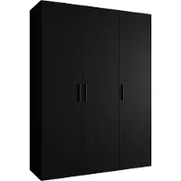 MEBLE KRYSPOL Schrank 150x202x52 cm mit Kleiderstange, 3xTür, BARI, Schwarz, Griff Schwarz