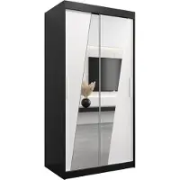MEBLE KRYSPOL Kleiderschrank, Schiebetürenschrank Schlafzimmer, Schrank mit Spiegel RHOMB 100 cm