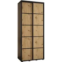 MEBLE KRYSPOL Cannes 4 Schrank mit 2 Schiebetüren - 205,2x120x60 cm - Schwarz Artisan Schwarz