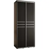 MEBLE KRYSPOL Cannes 10 Schrank mit 2 Schiebetüren - 205,2x100x45 cm - Schwarz Schwarz Silber