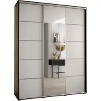 MEBLE KRYSPOL Cannes 5 Schrank mit 3 Schiebetüren - 205,2x190x45 cm - Schwarz Weiß Silber