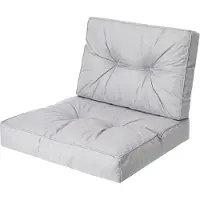 Bjird Sesselkissen, Kissen für Rattanmöbel, Sitzkissen & Rückenkissen, Sitzkissen für Sessel / Stühle - Indoor & Outdoor - Anti-Rutsch - 50x50, 50x39 cm, Asche