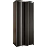 MEBLE KRYSPOL Cannes 6 Schrank mit 2 Schiebetüren - 205,2x110x45 cm - Schwarz Schwarz Silber