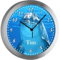 CreaDesign Kinderzimmer Funkwanduhr, Funkuhr Wanduhr Kinder, Delfin 25 cm