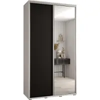 MEBLE KRYSPOL Davos 3 Schrank, zwei Türen - 235,2x140x45 cm - Weiß Schwarz Silber