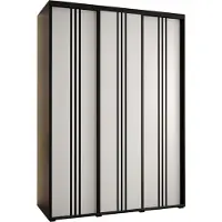 MEBLE KRYSPOL Davos 6 Schrank, drei Türen - 235,2x170x60 cm - Schwarz Weiß Schwarz