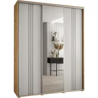 MEBLE KRYSPOL Cannes 7 Schrank mit 3 Schiebetüren - 205,2x190x60 cm - Artisan Weiß Silber