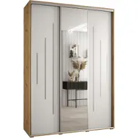 MEBLE KRYSPOL Davos 13 Schrank, drei Türen - 235,2x170x60 cm - Artisan Weiß Silber