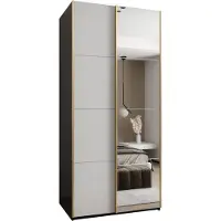 MEBLE KRYSPOL LUX 3 Schrank - 245,5x120x64cm - Schwarz, Weiß, Gold