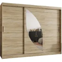 MEBLE KRYSPOL Kryspol - Kleiderschrank mit Spiegel, 250 cmx200x62cm, 3 Tür, MILO 250, Sonoma Eiche