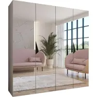 MEBLE KRYSPOL Schrank 200x202x52 cm mit Kleiderstange & Spiegel, 4xTür, SANDI, Kaschmir, Griff Schwarz