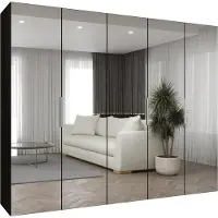 MEBLE KRYSPOL , Kleiderschrank, Schrank 250 cmx202x52, Schwarz, Kaschmir