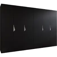 MEBLE KRYSPOL Schrank 300x202x52 cm mit Kleiderstange, 6xTür, SANDI, Schwarz, Griff Kaschmir
