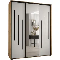 MEBLE KRYSPOL Cannes 9 Schrank mit 3 Schiebetüren - 205,2x200x60 cm - Artisan Weiß Schwarz