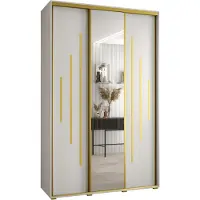 MEBLE KRYSPOL Davos 13 Schrank, drei Türen - 235,2x160x60 cm - Weiß Weiß Gold