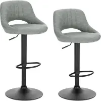 EUGAD 2er-Set Barhocker drehbar, höhenverstellbar, aus Kunstleder, Grau