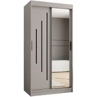 MEBLE KRYSPOL Kryspol - - Kleiderschrank mit Spiegel, 100x200x62cm, 2 Tür, RUBINO Y2 100 Kaschmir