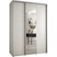 MEBLE KRYSPOL Davos 3 Schrank, drei Türen - 235,2x170x60 cm - Weiß Weiß Silber