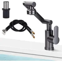 AKKEE Wasserhahn Bad, Waschtischarmatur, Warm und Kaltwasser Waschbecken Armaturen, 1080° Drehbarer, Wassersparend & Spritzwassergeschützt