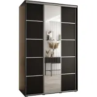 MEBLE KRYSPOL Davos 5 Schrank, drei Türen - 235,2x160x60 cm - Schwarz Schwarz Silber