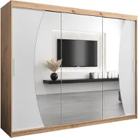 MEBLE KRYSPOL Kleiderschrank, Schiebetürenschrank Schlafzimmer, Schrank mit Spiegel WAVE 250 cm