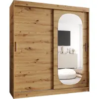 MEBLE KRYSPOL ROYAL 180 Kleiderschrank mit zwei Schiebetüren für Schlafzimmer – moderner Aufbewahrungsschrank mit Kleiderstange und Regalen – 180x200x62cm - Artisan