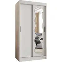 MEBLE KRYSPOL SPOTI 100 Schlafzimmerschrank mit zwei Schiebetüren – moderner Aufbewahrungsschrank mit Kleiderstange und Regalen – 100x200x62cm - Mattweiß
