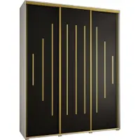 MEBLE KRYSPOL Davos 12 Schrank, drei Türen - 235,2x190x60 cm - Weiß Schwarz Gold