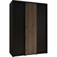 MEBLE KRYSPOL Sapporo 1 Schrank mit 3 Schiebetüren - 205,2x180x60 cm - Schwarz Schwarz Artisan