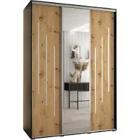 MEBLE KRYSPOL Cannes 9 Schrank mit 3 Schiebetüren - 205,2x170x60 cm - Schwarz Artisan Silber