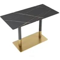 Muxing Gastronomiemöbel, Esstisch, Cafétisch, Sintersteinplatte, Metallbeine, Schwarz-Gold, rechteckiger Tisch 120×60×75 cm /Y-HBJ-120/