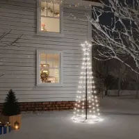 vidaXL "2024"Modernen LED-Weihnachtsbaum Kegelform Kaltweiß 108 LEDs 70x180 cm Design Künstliche Weihnachtsbäume 6137117