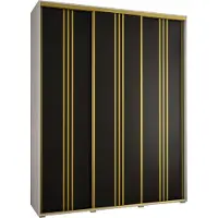 MEBLE KRYSPOL Davos 6 Schrank, drei Türen - 235,2x190x45 cm - Weiß Schwarz Gold