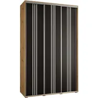 MEBLE KRYSPOL Cannes 6 Schrank mit 3 Schiebetüren - 205,2x160x60 cm - Artisan Schwarz Silber