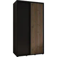 MEBLE KRYSPOL Sapporo 1 Schrank mit 2 Schiebetüren - 205,2x140x60 cm - Schwarz Schwarz Artisan