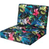 Bjird Sesselkissen, Kissen für Rattanmöbel, Sitzkissen & Rückenkissen, Sitzkissen für Sessel / Stühle - Indoor & Outdoor - Anti-Rutsch - 50x50, 50x39 cm, Bunte Blätter