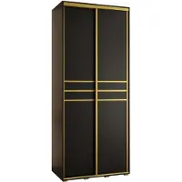 MEBLE KRYSPOL Davos 10 Schrank, zwei Türen - 235,2x110x45 cm - Schwarz Schwarz Gold