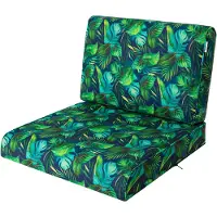 Bjird Sesselkissen, Kissen für Rattanmöbel, Sitzkissen & Rückenkissen, Sitzkissen für Sessel / Stühle - Indoor & Outdoor - Anti-Rutsch - 60x60 cm, Blaue Blätter
